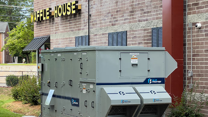 Blue Frontier Dedicated Outdoor Air System outside Waffle House